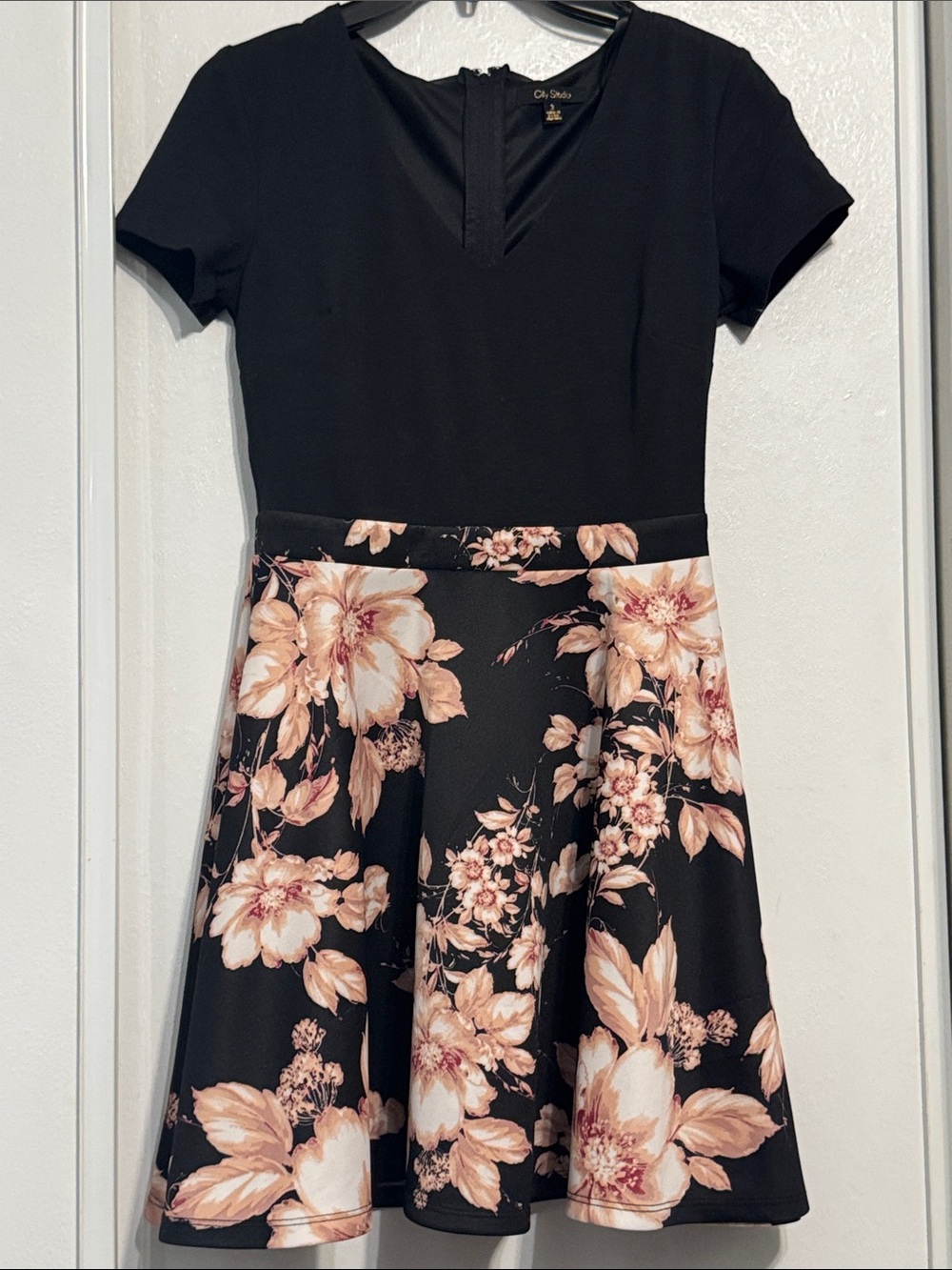 City Studios Juniors Solid Floral Print Dress Size 3